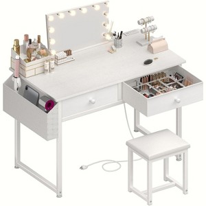 RUMSEM White Makeup Vanity Desk with Chair no Mirror - 1 of 4