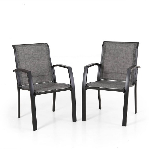 2pk Outdoor Textilene Dining Chairs, 20 Inch Seat Height Outdoor Dining Chairs Uk