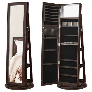Mirror Jewelry Cabinet Organizer 360° Rotating Jewelry Armoire Storage Box - 1 of 4