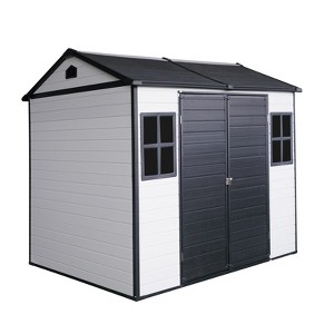 NicBex Resin Outdoor Storage Shed with Lockable Doors,2 Windows and Floor Base for Backyard Garden,Patio - 1 of 4