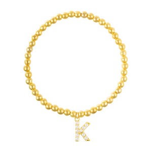 Adornia 14k Gold Plated Stretch Bead Bracelet with Pearl Letter - 1 of 3