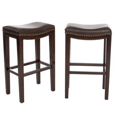 DSVIMOY Counter and Bar Stool Set of 2 Studded Design for Kitchen or Home Bar Use, Brown, 28.1"*19.15"*7.75"