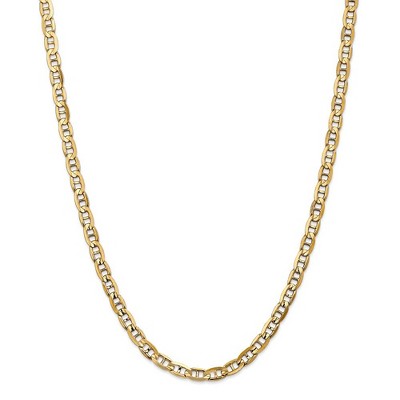 Black Bow Jewelry 5.25mm 14k Yellow Gold Solid Concave Anchor Chain Necklace