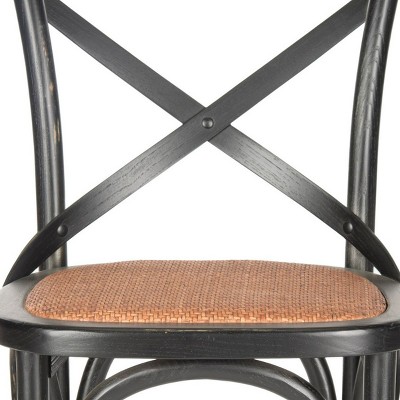 Franklin Black Oak and Rattan X-Back Bar Stool