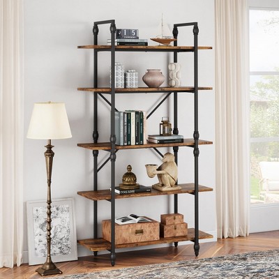 5 Tier Bookcase, 67.9¡± Bookshelf for Living Room, Large Book Shelf with 5 Open Bookshelves with Roman Column