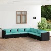 vidaXL Outdoor Patio Lounge Set, 7-Piece, Black Poly Rattan with Water Blue Cushions, Modular Corner/Middle Sofa, Ideal for Garden/Deck/Living Area - 2 of 4