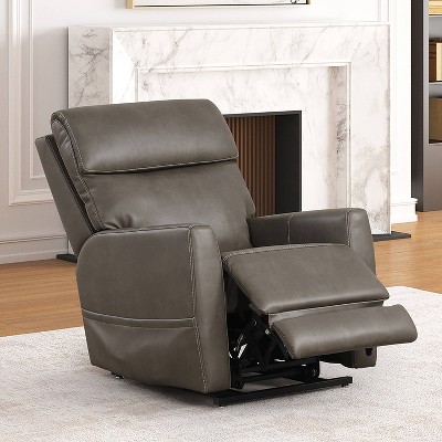Gray Faux Leather Lift Recliner with USB Charging
