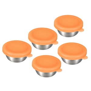 Unique Bargains Stainless Steel Condiment Container with Leakproof Silicone Lids 5 Pcs - 1 of 4