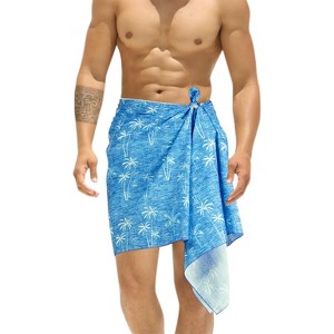 LA LEELA Men's Beach Cover Up Swimwear Sarong Wrap One Size Dodger Palm Tree - 1 of 4