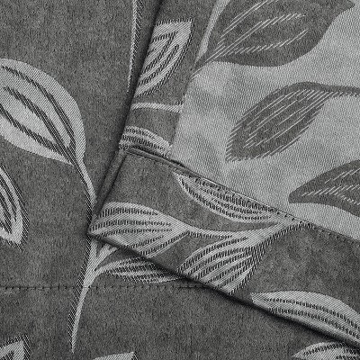 Nickel Black Polyester Botanical Leaves Blackout Curtain Panels, 26"x84"