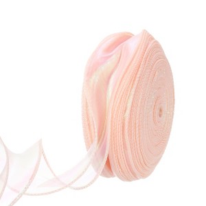 Unique Bargains Gift Wrapping Wide Sheer Wired Pastel Shimmer Iridescent Chiffon Ribbons 1 Pc - 1 of 4