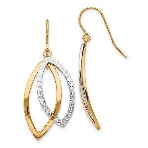 Black Bow Jewelry 14k Two Tone Gold Double Marquise Dangle Earrings, 37mm (1 3/8 Inch) - 1 of 4