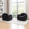 SEYNAR Modern Teddy Upholstered 360 Degree Swivel Armchair with Metal Base Set of 2 - 3 of 4
