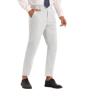 Lars Amadeus Men's Double Pleated Solid Color Slim Fit Dress Pants - 1 of 4