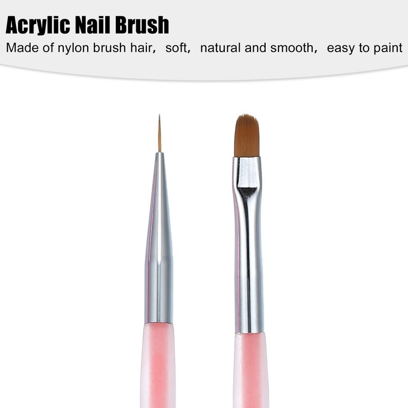 Unique Bargains Nail Art Liner Brushes Nails Gel Polish Painting Nail Art Design Brush Pen Nail Dotting Painting Drawing Pen 9mm Pink, 3 of 7
