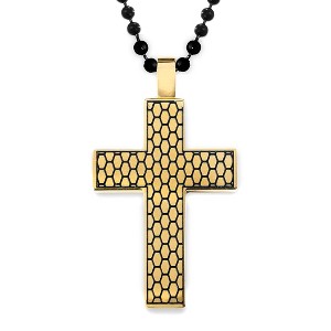West Coast Jewelry Men's Textured Cross Two-Tone Steel Necklace - 24" - 1 of 4