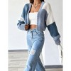 Women's Color Block Cropped Cardigan Open Front Long Sleeve Lightweight Knit Sweater - 2 of 4