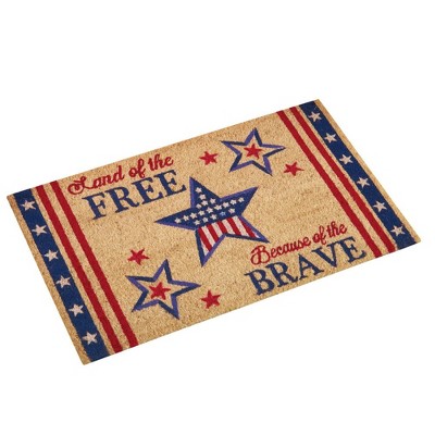 Collections Etc Land of the Free Patriotic Coco Mat Brown