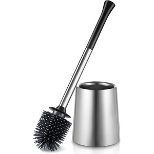 Toilet Bowl Brush Holder Set with Caddy, Stainless Steel Silicone Deep Cleaning Brush for Bathroom and RV - 1 of 4