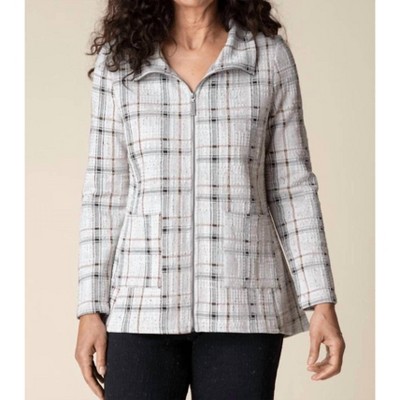 Women's Windowpane Plaid Knit Swing Jacket - habitat
