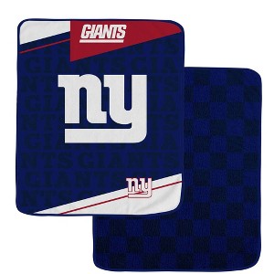 NFL New York Giants Diagonal Ghost Checker Double Sided Ultra Cozy Blanket - 1 of 3