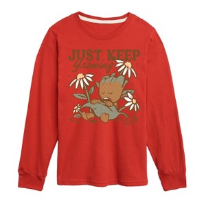 Boys' - Marvel - Guardians of the Galaxy Groot Keep Growing Long Sleeve Graphic T-Shirt - 1 of 4