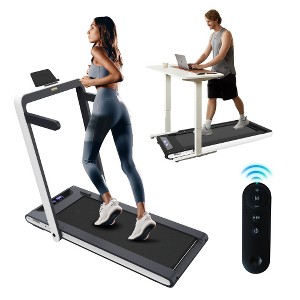 FIONECA 2-in-1 Foldable Under Desk Treadmill with Remote Control, 2.5HP Motor, White - 1 of 4