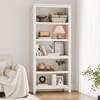71" Tall Bookshelf, 5-Tier Wooden Bookcase with 3 Adjustable Shelves, Floor Standing Display Storage Shelves for Home Office, Living Room, White - 4 of 4