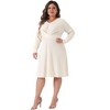 Agnes Orinda Women's Plus Size Long Sleeve Elegant Knitted Criss Cross V Neck Sweater Midi Dress - 3 of 4