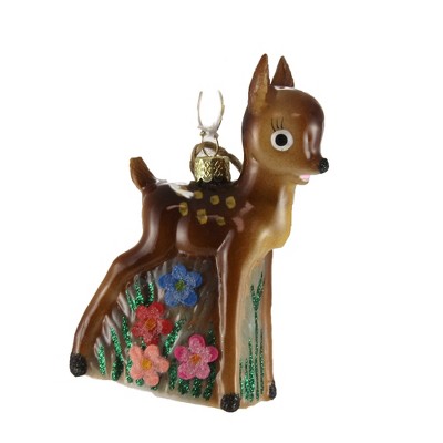 Holiday Ornament 4.0" Kitsch Deer Springtime Flowers Fawn  -  Tree Ornaments