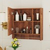 Vynxaria Bathroom Mirror Cabinet Wall Mounted,Medicine Cabinet,Over The Toilet Storage Cabinet with Shelves and Towel Rack - 2 of 4