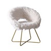 Faux Fur Barrel Accent Chair with Gold Metal Base and Cushioned Seat - 3 of 4