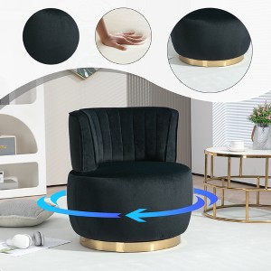 360° Swivel Accent Chair Barrel Chair Velvet Upholstered Armchair Round Cuddle Reading Chair Vanity Chair - ModernLuxe - 1 of 4