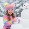 FAAYFIAN Rainbow Knit Winter Beanie Hat and Touchscreen Gloves Set for Kids 7-12 Ear Warmer - 3 of 4