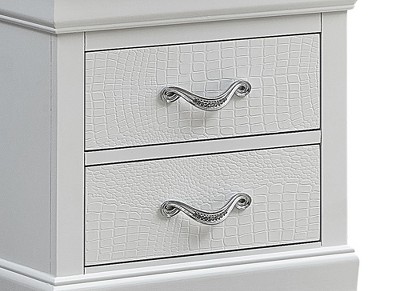 Lorana Silver 2-Drawer Nightstand with Embossed Veneers