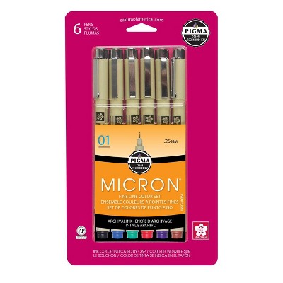 Pigma 6ct Micron Drawing Pen Set Multicolor - Sakura