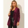 INSPIRE CHIC Women's Shawl Collar Pocket Open Front Velvet Cardigan - 4 of 4