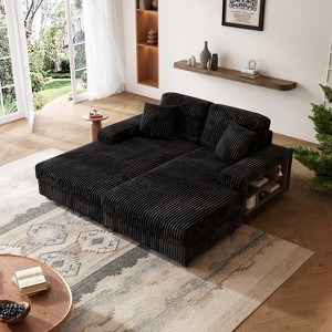 VASIP Convertible Oversized Double Lounge Chair - Fluffy Corduroy Fabric, Combination Design，Modern Sleeper Sofa Chair，for Living Room，Apartment - 1 of 4