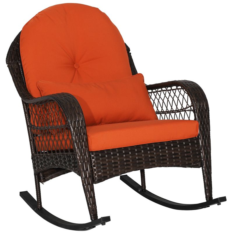 Tangkula Patio Garden Wicker Rattan Rocking Chair Furniture w/ Cushion, 1 of 7