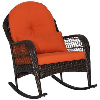 Tangkula Patio Garden Wicker Rattan Rocking Chair Furniture w/ Cushion
