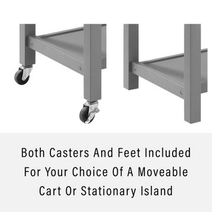 HomeStock  Chloe Stainless Steel Top Rolling Kitchen Island Storage Cart, Microwave Stand, Wine Rack, Gray - 1 of 4