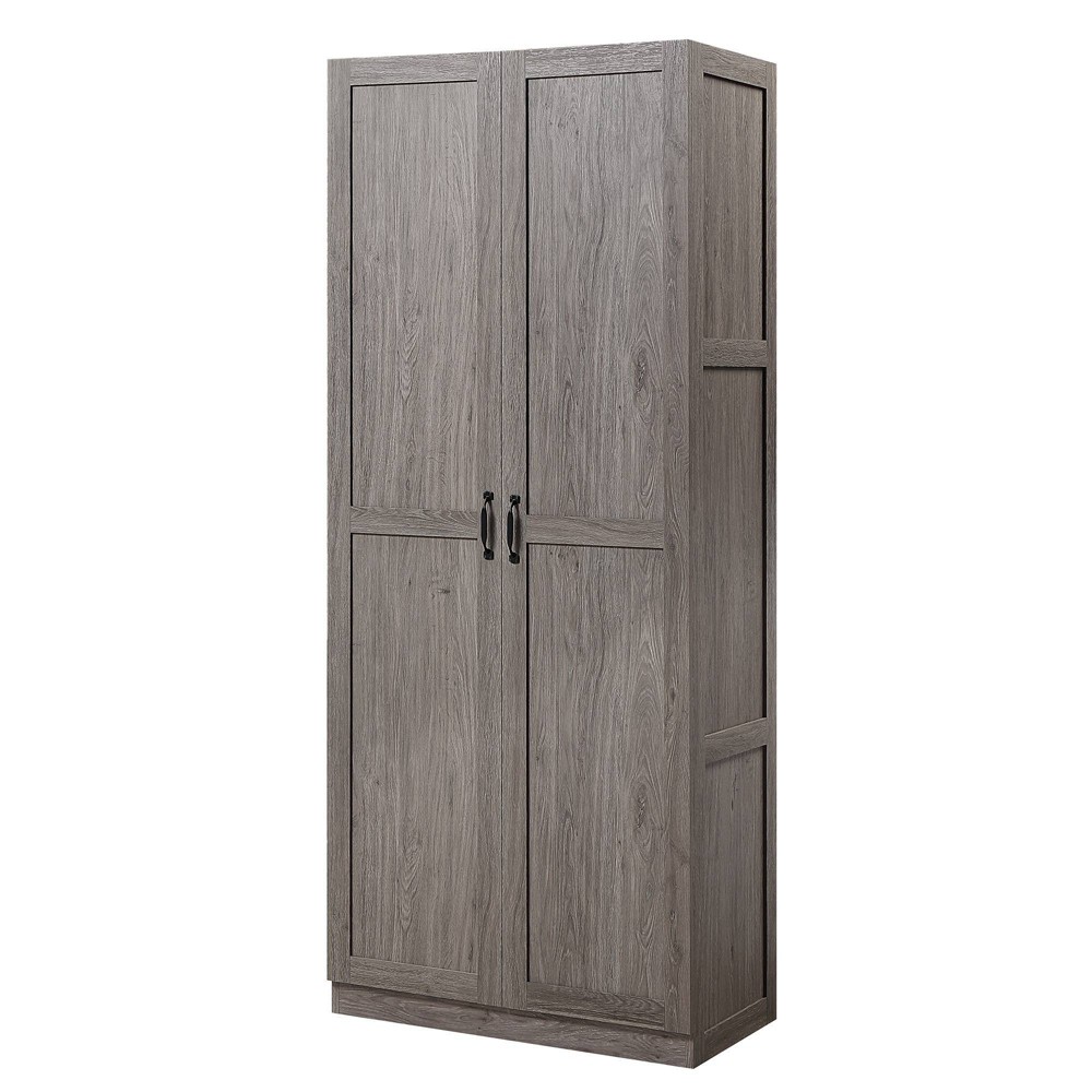 Hopkins Modern 4 Shelf Storage Closet Gray - Manhattan Comfort: MDF Wooden, 2-Door, Divided Storage Cabinet