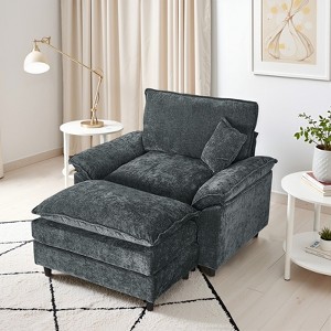 IULULU Sectional Sofa, Chenille Cloud Couch Comfy Upholstered Sofa with Ottoman - 1 of 4