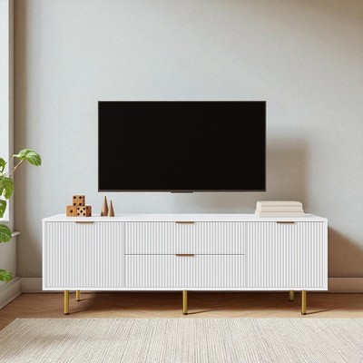 Modern MDF TV Stand with 2 Drawers, 63" Media Console Cabinet for 60-69 Inch TVs, Storage Entertainment Center for Living Room or Bedroom