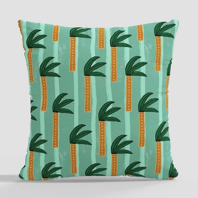 Palm Striped Square Throw Pillow by Kendra Dandy Teal - Cloth & Company