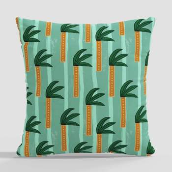 18"x18" Palm Striped Square Throw Pillow by Kendra Dandy Teal - Cloth & Company