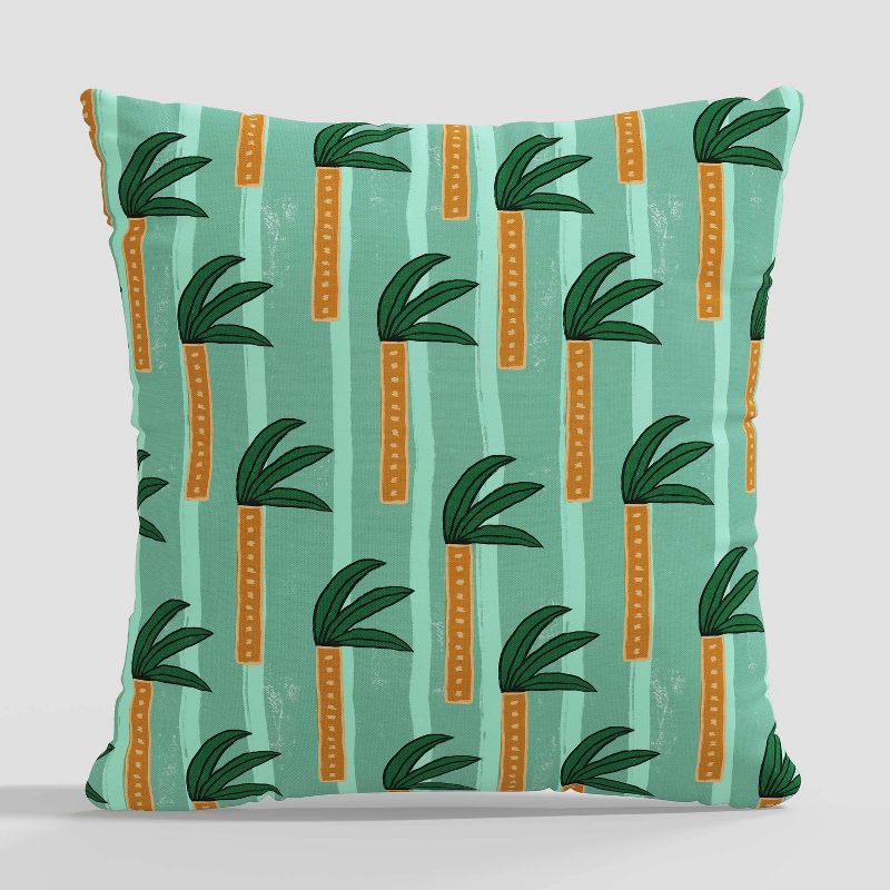 18&#34;x18&#34; Palm Striped Square Throw Pillow by Kendra Dandy Teal - Cloth &#38; Company, 1 of 5