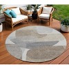 HomeRoots 8' Taupe And Gray Round Abstract Washable Indoor Outdoor Area Rug - 2 of 4