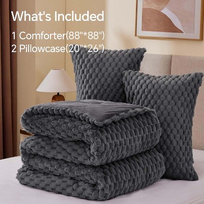 Der Rose BALHAM TRADE-3 Piece Fluffy Grey Fleece Queen Comforter Set Luxury Warm Winter Bedding Dusty Pink-Queen 88"x88" — фото 2