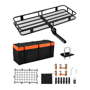 VEVOR 60"x24"x6",Hitch Cargo Carrier,500 lbs Capacity Hitch Cargo Carrier with Cargo Net with Hook & Waterproof Cargo Bag,Folding Hitch Mount,Black - 1 of 4